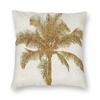 Gold Palm Tree Faux Metallic Foil Square Pillowcase Polyester Linen Velvet Printed Zip Decorative Pillow Case Car Cushion Cover
