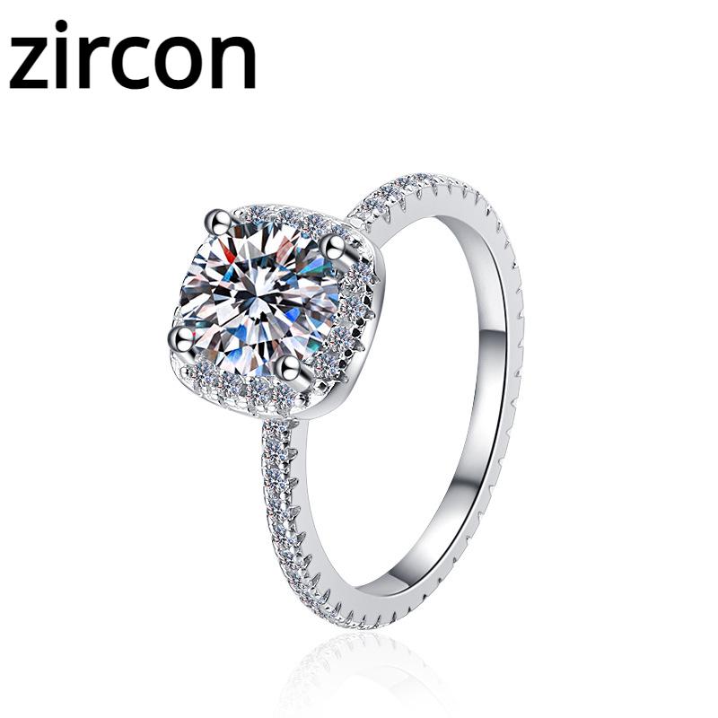 D Color Moissanite Women's Ring 1ct Luxury Inlaid Gold-plated S925 Sterling Silver Ring Engagement Diamond Ring Wedding Ring Gift for Girlfriend