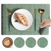 Dual Side Placemat Waterproof Faux Leather Coaster Placemat Solid Color Heat Insulation Pad for Dining Tables Countertops