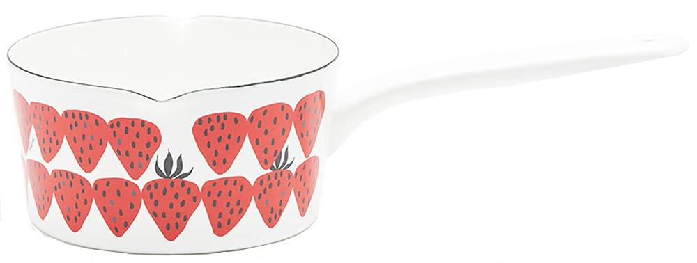 Tamahashi Milk Pan Enamel 15cm Fire Compatible Made In Japan Prune White Red Strawberry IH/Gas YJM-104