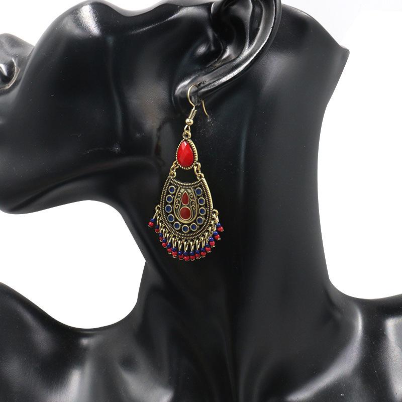GemChic женские новые винтажные красочные капли воды рисовые бусины кисточки бахрома серьги этническая мода крючки серьги на день рождения рождественский подарок ювелирные изделия