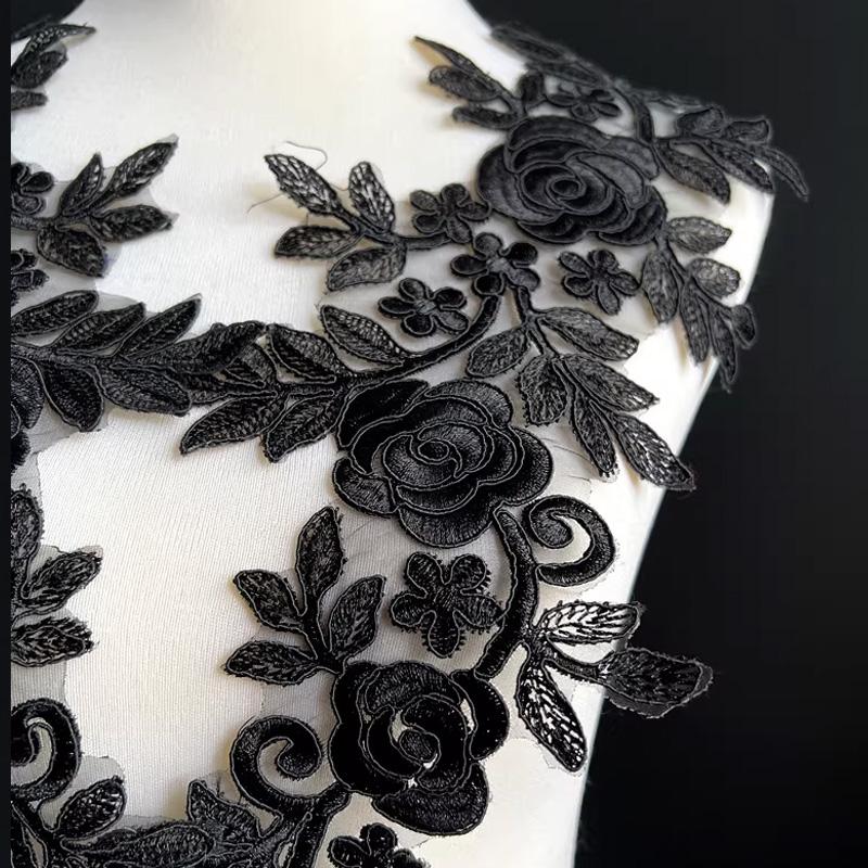 1 пара вышитых наклеек, аксессуары для одежды, кружево для отделки свадебного платья, 16*36 см, швейная аппликация