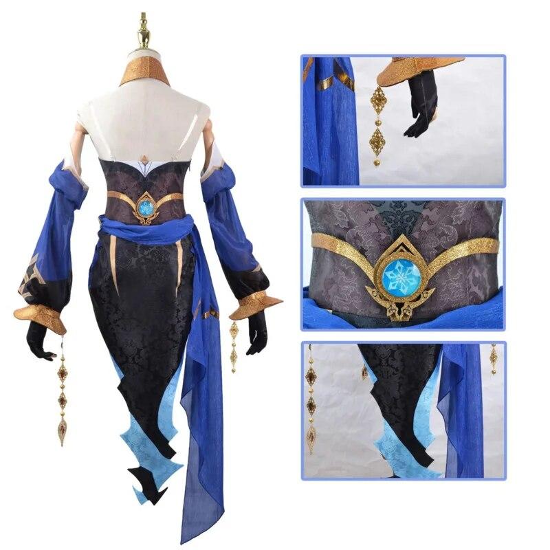 Layla Cosplay Costume Wig Genshin Impact Cosplay  Impact 3rd Layla Dress Outfit Uniform Headwear Gloves Hat Girls Women