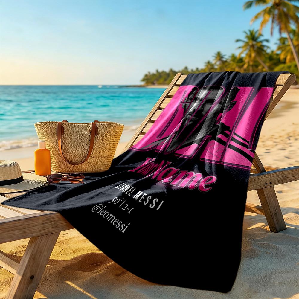 Messi Customized Name Beach Towel Soft Durable Quick-Dry Ideal for Travel Outdoor Swim Pool Yoga Surf Camping Hiking Gym Gift Holiday