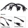 8pcs 2 Way 1 DC Male Female To 2 Male Female Splitter Power Connector Adapter Cable 5.5x2.1 Plug Extend Strip Cord Wholesale