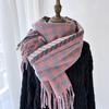 Checkered Scarf Women's Autumn and Winter New High-end Long Style Student Couple Shawl Warm and Thick Tassel Scarf