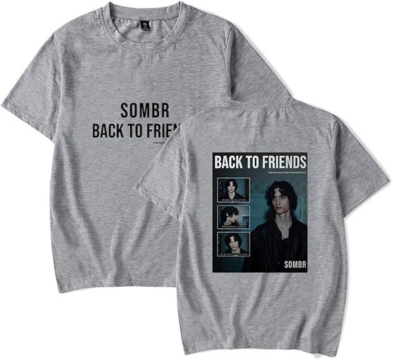 Sombr Back to Friends Футболка с принтом Короткий рукав Круглый вырез Уличный стиль Унисекс Забавный топ