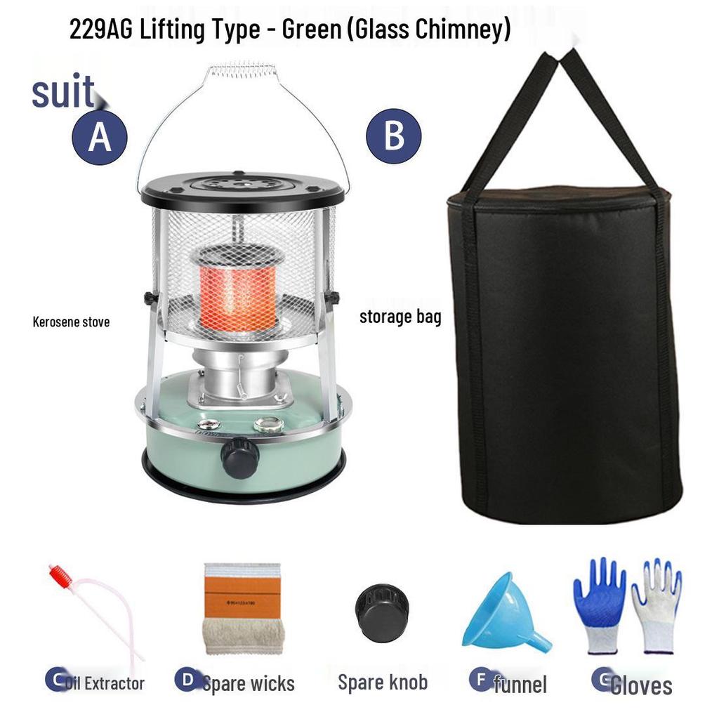 Adjustable Height Glass Chimney Kerosene Stove for Outdoor Camping & Indoor Use