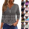 Women's T Shirt Tee Print Button 3/4 SleeveDaily Weekend Fashion Basic V- Neck Regular Top