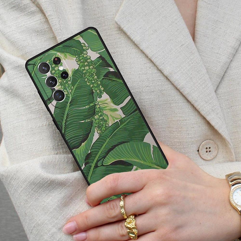 Tropical leaves Banana Leaf Cell Phone Case for Samsung Galaxy S26 Ultra S25 S24 S23 S22 S21 S20 Note10 Cover