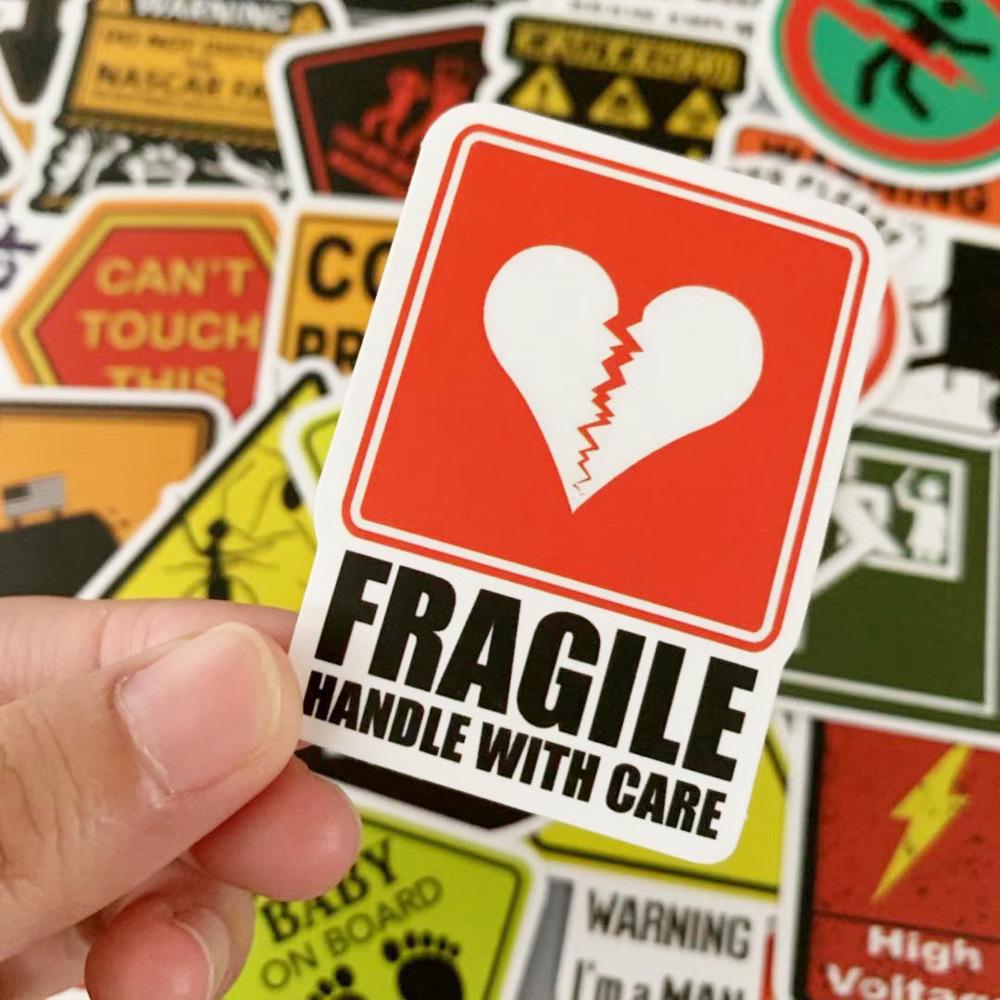 50 водонепроницаемых съемных предупреждающих наклеек для багажа, тележек, мотоциклов и автомобилей