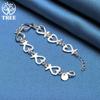 925 Sterling Silver Full Love Heart Chain Bracelet Jewelry