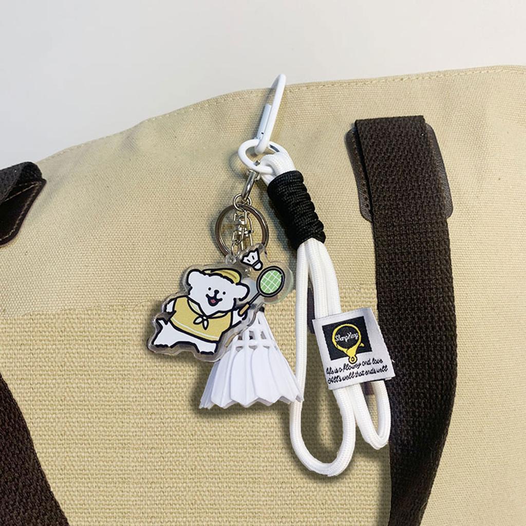 Брелок для ключей с изображением собаки из мультфильма «Бадминтон», подвеска в виде мяча для бадминтона, небольшой брелок, акриловые брелоки, подарок для пар, любителей бадминтона