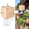 Деревянная ловушка для пчел-плотников с прозрачной пластиковой бутылкой снаружи, сверлильная ловушка для пчел из натурального дерева, устойчивая к атмосферным воздействиям, уличная подвесная ловушка для пчел