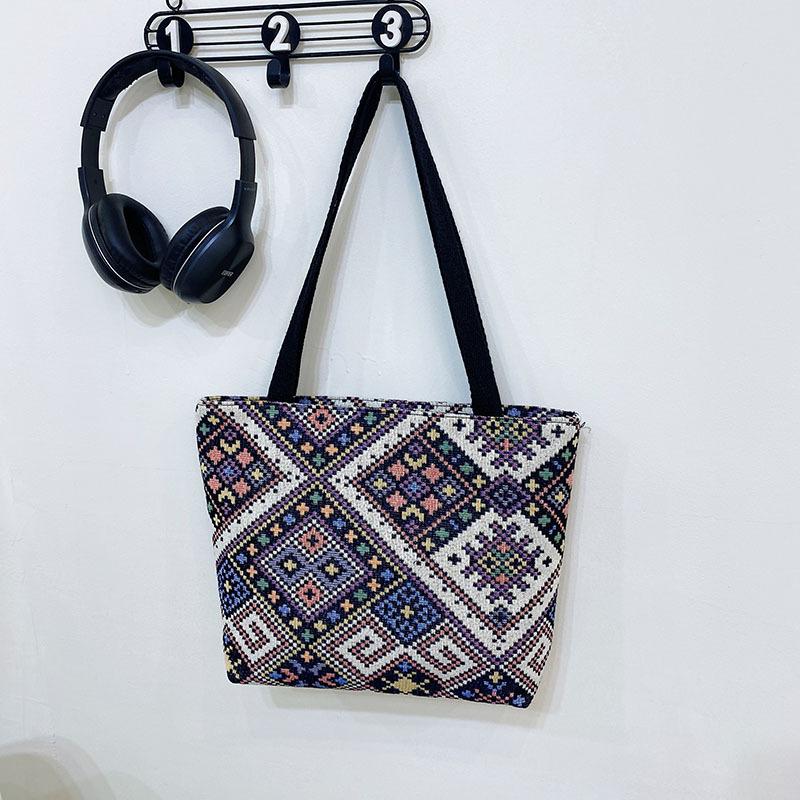 Осенняя новая сумка через плечо в этническом стиле, вместительная переносная сумка-тоут, популярная в этом году вязаная универсальная женская сумка для поездок на работу