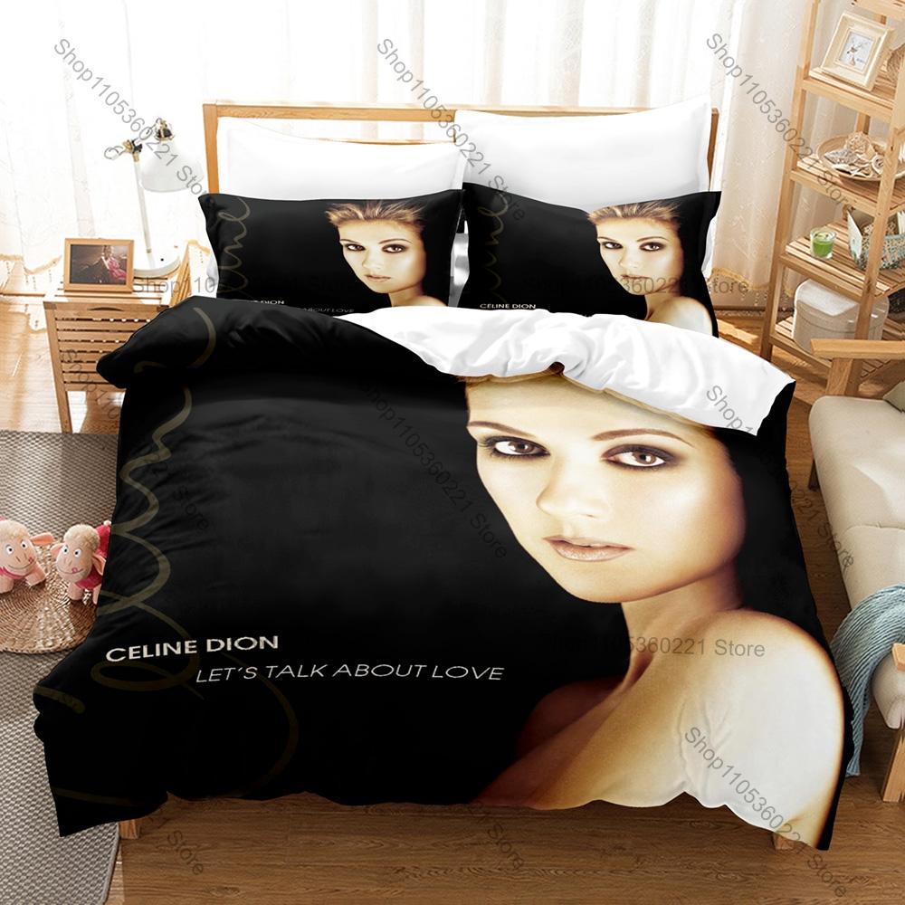 Celine Dion Bedding Set 3D Print Music Star 3PCS Duvet Cover Pillowcase Bedroom Decor For Adults Music Lovers Pop quarto