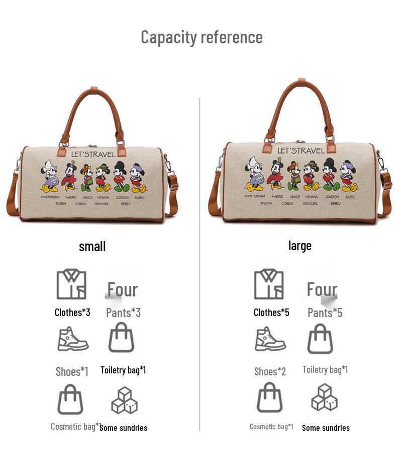 Корейская мультяшная женская парусиновая сумка большой вместимости для спорта и путешествий