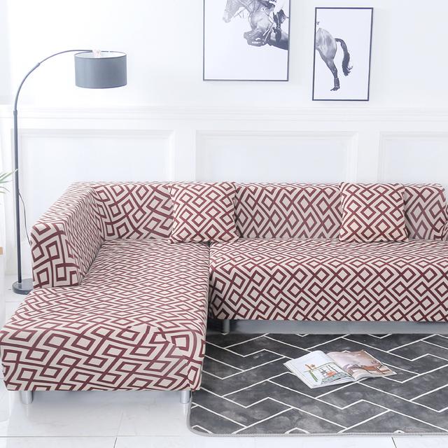 Geometric Corner Sofa Covers For Living Room Elastic Spandex Slipcovers Couch Cover Stretch Sofa Towel L Shape Need Buy 2pieces