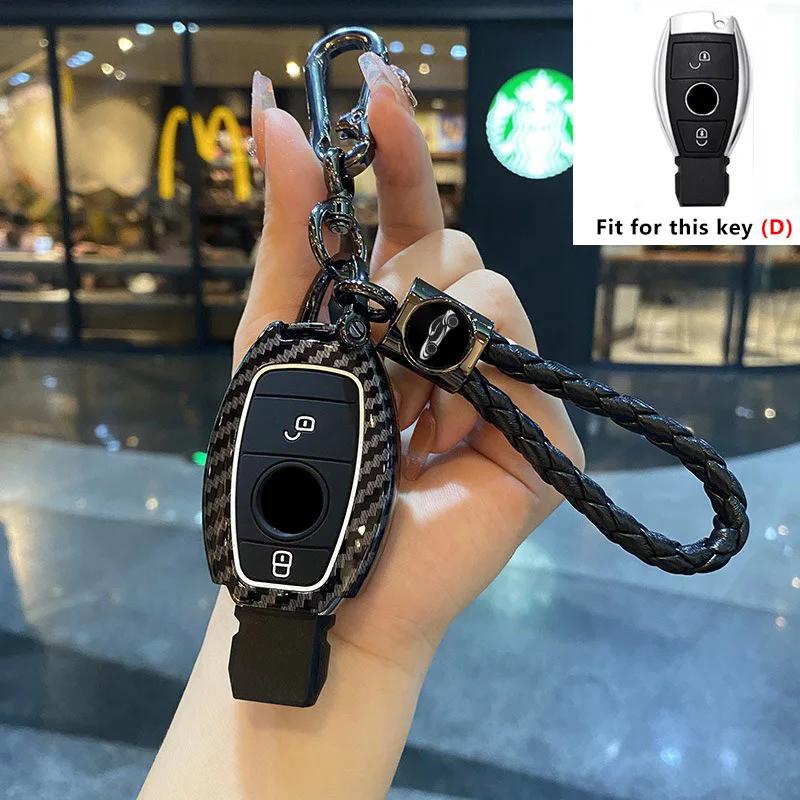 Interior Mouldings ABS Carbon Fiber Car Key Case Cover Shell for Mercedes Benz A B C E Class GLS GLA GLK GLC CLS CLA AMG W204 W2