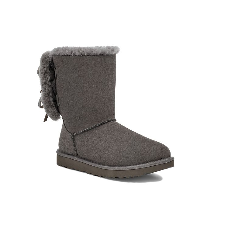 UGG Классические короткие теплые прочные флисовые ботинки с круглым носком и толстой подошвой, женские ботинки цвета уголь 1127131-CHRC