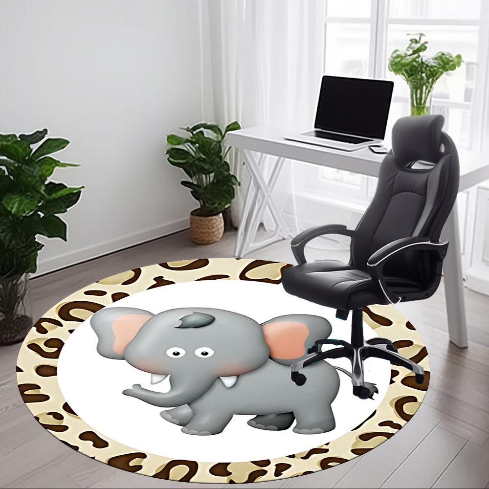1pc ElephantChair Carpet for Office, Indoor Non-Slip Washable Polyester Fiber Carpet, Mat For Office, Machine Washable
