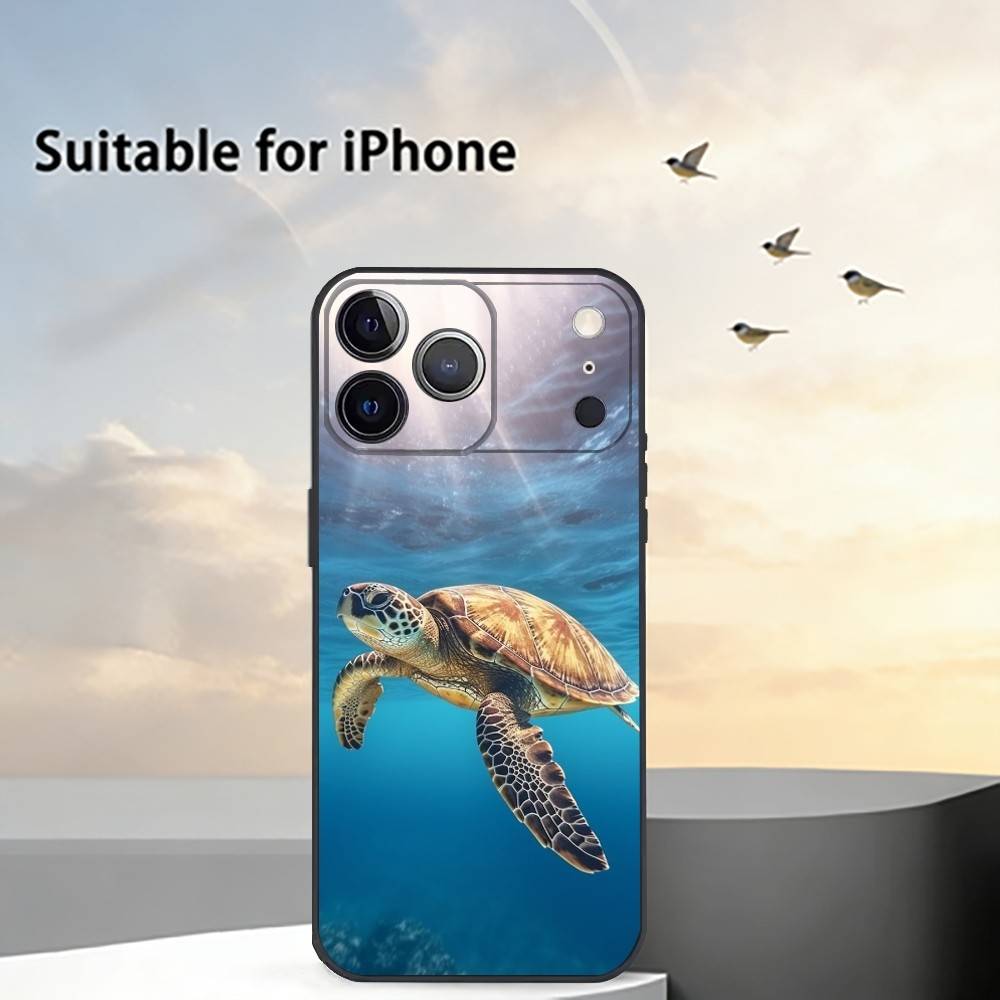 Милый маленький телефонный чехол с черепашкой для iPhone 17, 16, 15, 14, 13, 12, 11 Plus, Pro Max, Другие Мягкий Черный Чехол