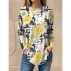 Round Neck 3D Flower Printed Top Casual Long Sleeved Women's T-shirts - Soft Medium Stretch Polyester Fabric Spring and Autumn Relaxed Fit Clothing