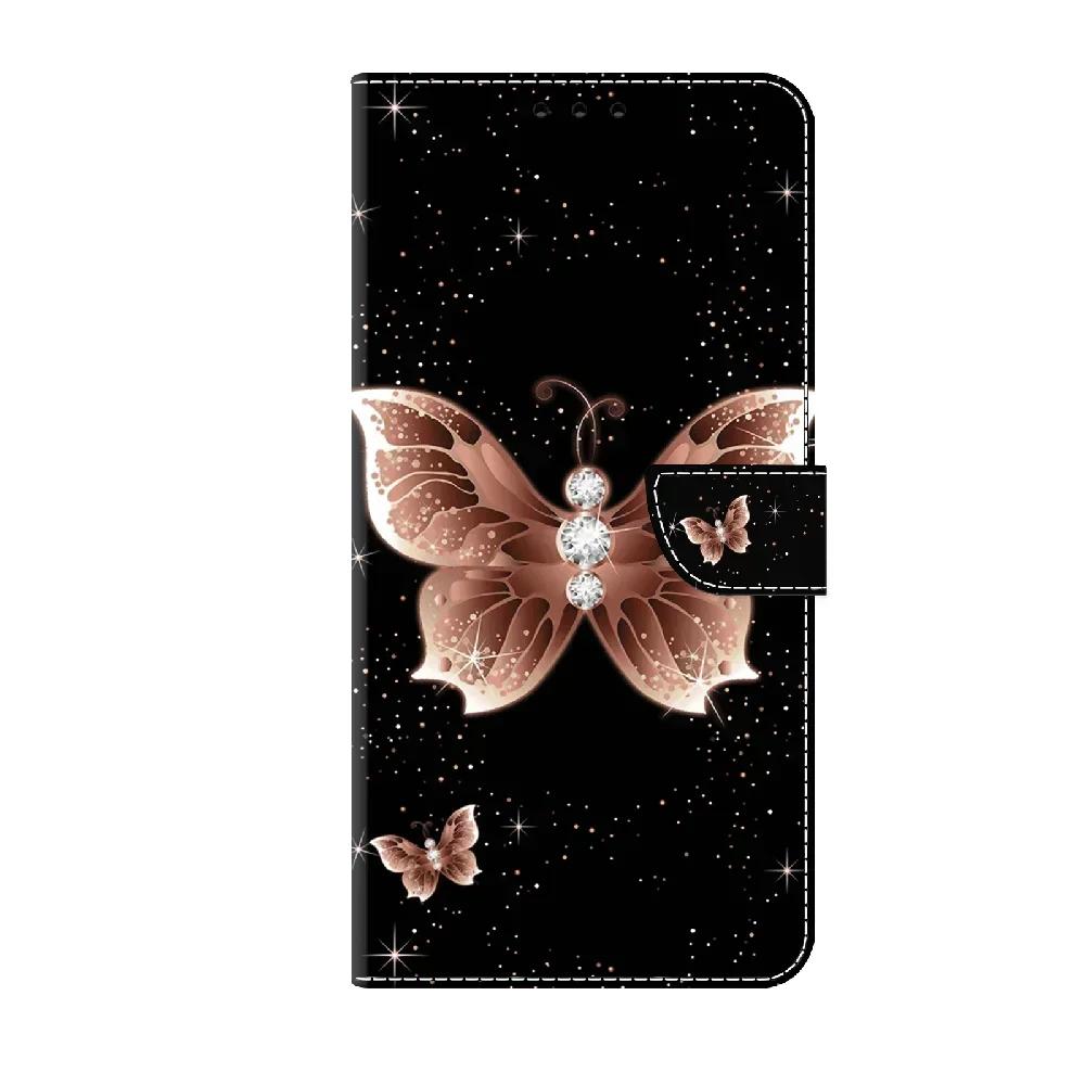 Magnetic Leather Funda For iPhone 12 Pro Max 11 X 10 XS XR 6 6S 7 8 Plus Butterfly Flower Painted Card Slots Flip Phone Cover