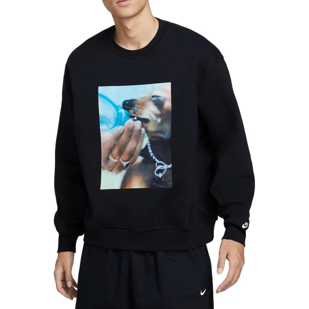Nike Унисекс флисовая толстовка SB Skate с круглым вырезом Черно-белая HQ3038-010