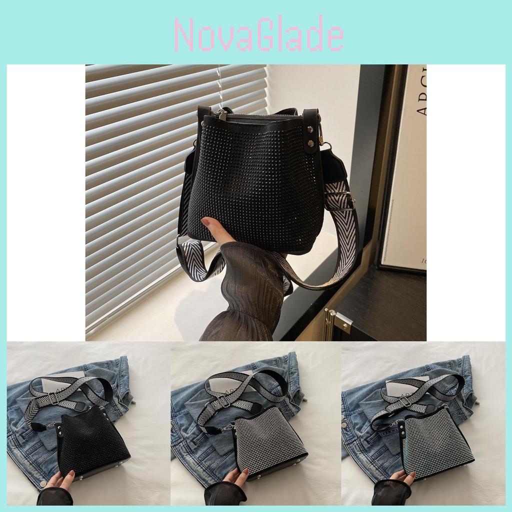 Trendy Fashionable Bucket Bag Beautifully Designed Unique Shoulder Bag For Everyday Use In Black Silver