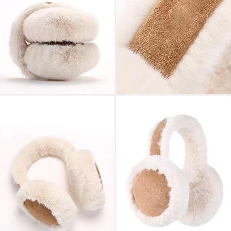 WTEMPO 1PC Maillard Style Warm Plush Earmuffs Cold-proof Windproof Cozy Soft Foldable Comfortable Ear Warmers
