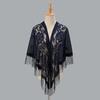 Women's Breathable Solid Color Tassel Triangle Scarf Shawl - Nylon, Hollow Out Design