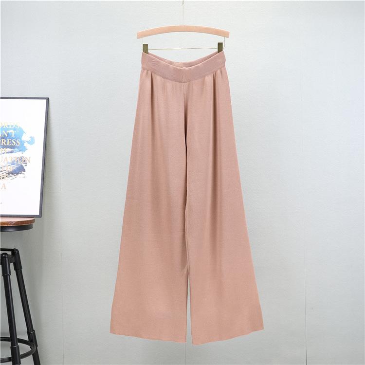 Autumn and Winter Women's Knitted Suit Simple Retro Fashion Long-sleeved Sweater Wide-legged Pants Loose Casual Two-piece Set