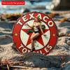2d Flat 20*20cm Wooden Tag, Texaco Engine Oil Advertising Girl Decoration Logo, Suitable for Home, Laundry Room, Gym, Cafe, Room, Terrace, Bar Kitchen