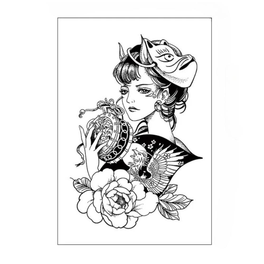 Japanese Geisha, Lasting 1-2 Weeks Waterproof, Temporary Tattoo Stickers, Realistic Semi-Permanent Arm Fake Tattoos.