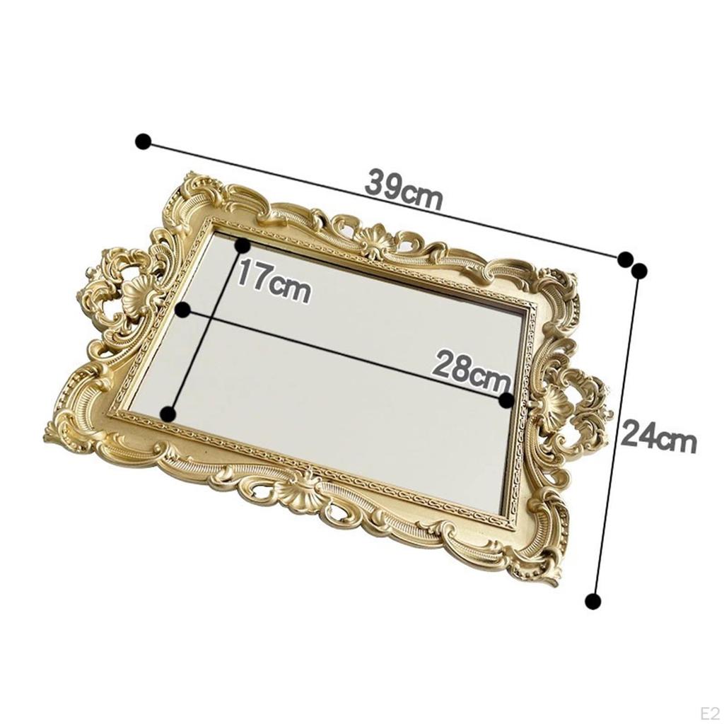 Декоративный зеркальный поднос в стиле ретро для макияжа, косметический, золотой, настольный, настенный, антикварный