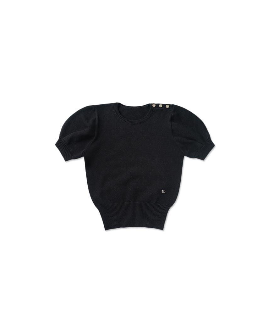 WITHOUT SUMMER Slim Button Half Knit_Black
