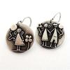 Винтажные серьги-подвески с ручной резьбой с узором мальчиков и девочек, посеребренные, для женщин, креативный аксессуар для вечеринки