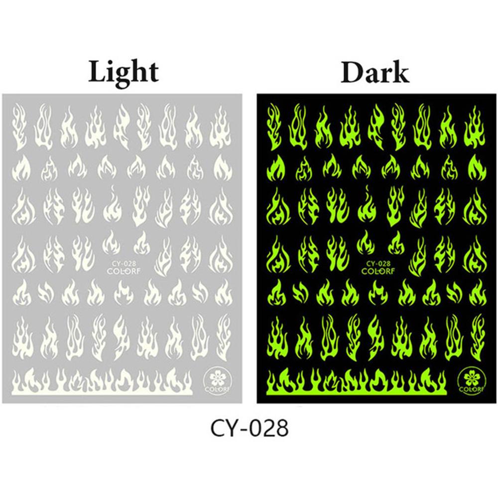 Rose Butterfly 3D Nail Polish Sticker Nail Art Glitter Decal Nail Stickers Flame Luminous Effect