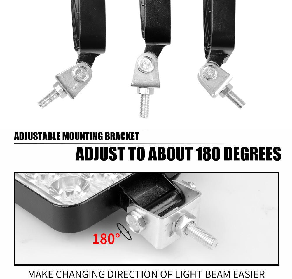 1 пара 48 Вт квадратных ярких светодиодных прожекторов рабочего света для автомобиля, внедорожника, грузовика, противотуманных фар для ремонта автомобиля, кемпинга, пешего туризма, альпинизма