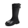 Classic Children's Winter Boots Black Simple Girls' Cotton Boots Thick Bottom Round-toe Kids Fashion Boots Versatile Non-slip