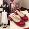 Fashion French Bow Lace Baotou Sandals Women's Summer 2025 New 100 Matching Skirt Block Heel Mary Jane Single Shoes