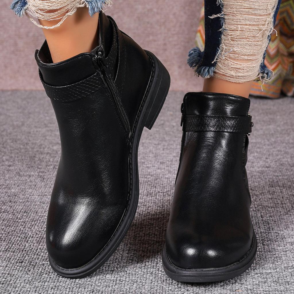 Women Boots Spring and Autumn Concise Zip Ankle Boots Women Square Heel Solid Warm Modern Boots Outdoor Fashion Shoes for Women