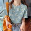 Women's Summer T-shirt Flower Pattern Clothing Round Neck Loose Top Fashion Short Sleeve Women's Party T-shirt 2024 New