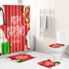 Christmas Bathroom Non-Slip Door Mat, Shower Curtain Floor Mat Combination Four-Piece Toilet Absorbent Carpet