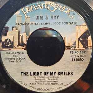 7-дюймовая пластинка JIM & ADY - The Light Of My Smiles PS45187 Private Stock 1978 США Рок Б/У