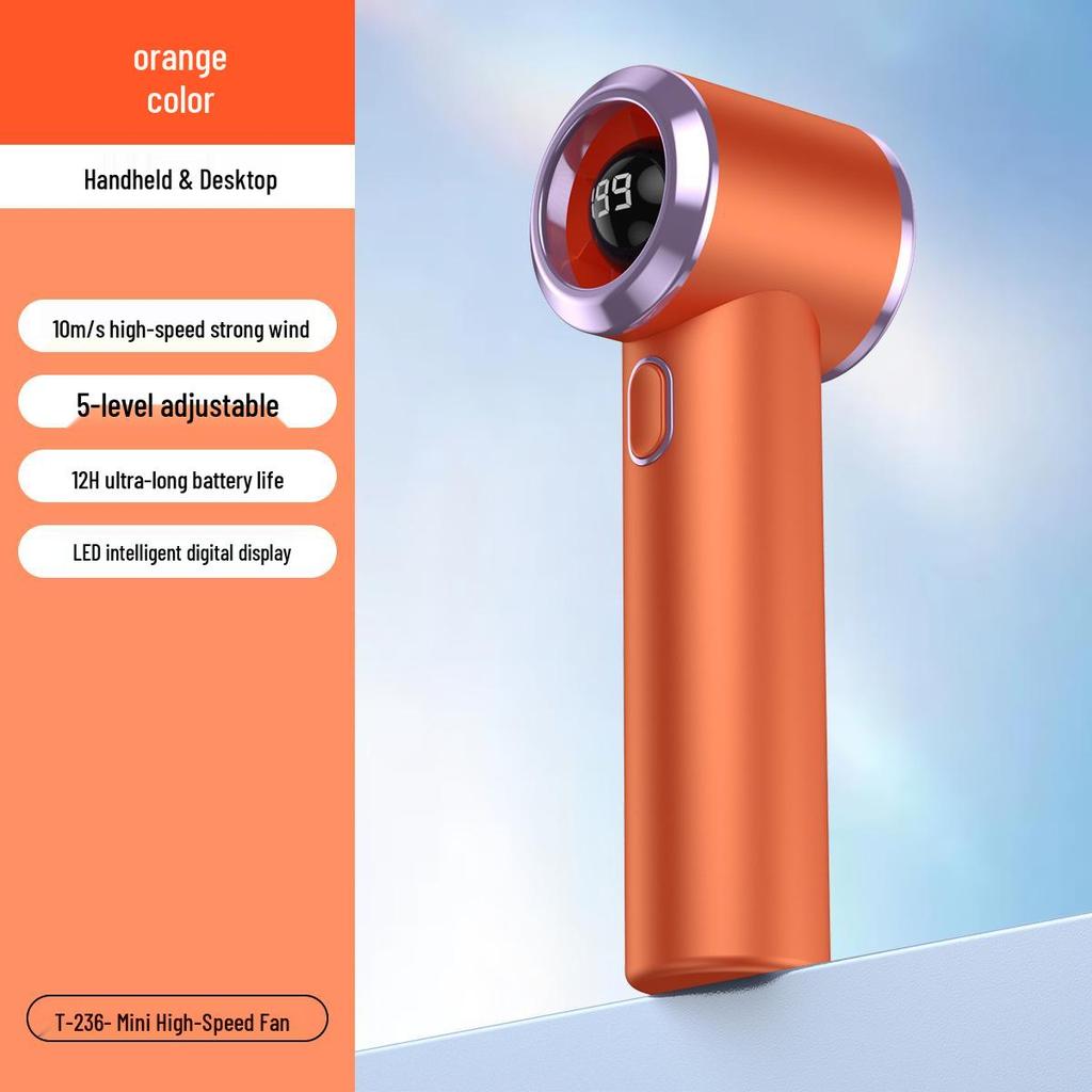 New Arrival T236 Handheld Mini Fan with USB Charging, High-Speed Turbo, 199 Speed Settings