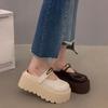 Wear Lazy Platform Slippers Baotou Half Slippers 2025 Spring and Summer New Height-increasing Cool Slippers Women