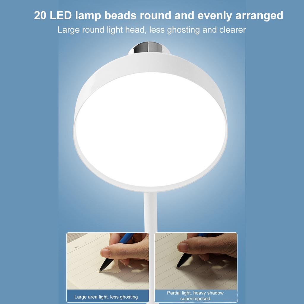 LED Eye-care Desk Lamp USB Rechargeable Reading Lamp 3000- 6000K Long Press Infinitely Dimmable