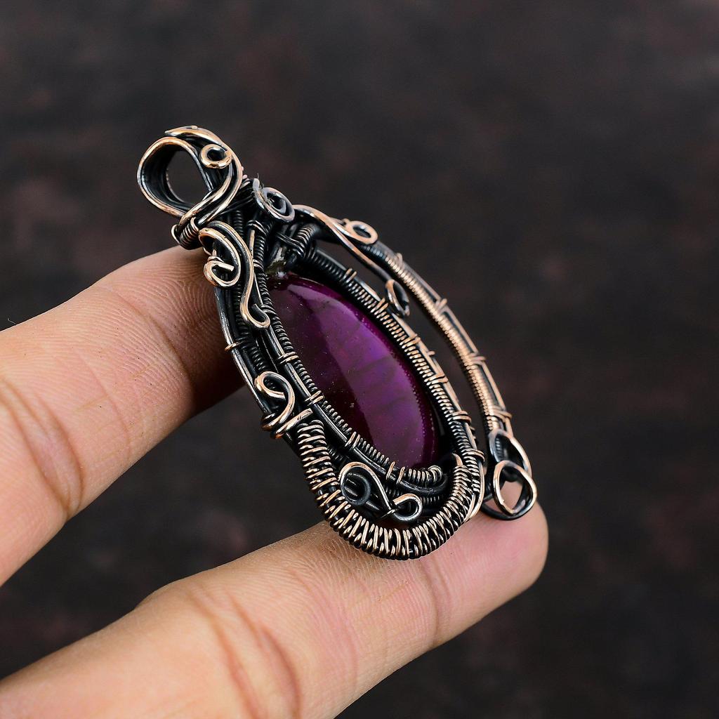 Фиолетовый огненный лабрадорит кулон медная проволока обернутая ювелирные изделия драгоценный камень кулон медные подвески ювелирные изделия ручной работы обернутая проволокой подвеска для подарка